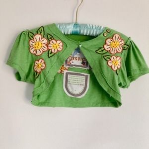 Green embroidered shoulder top by Joystick